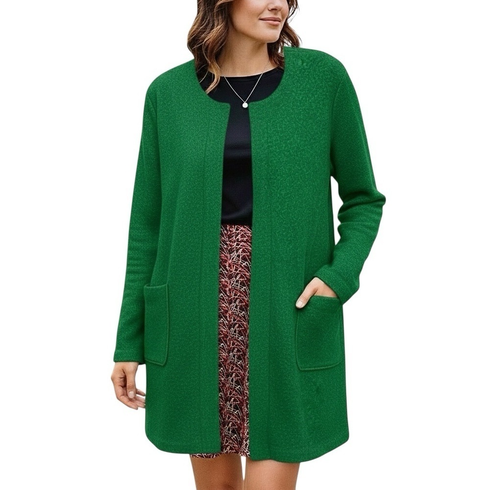 Max Studio Kelly green zipped long mid length overcoat L